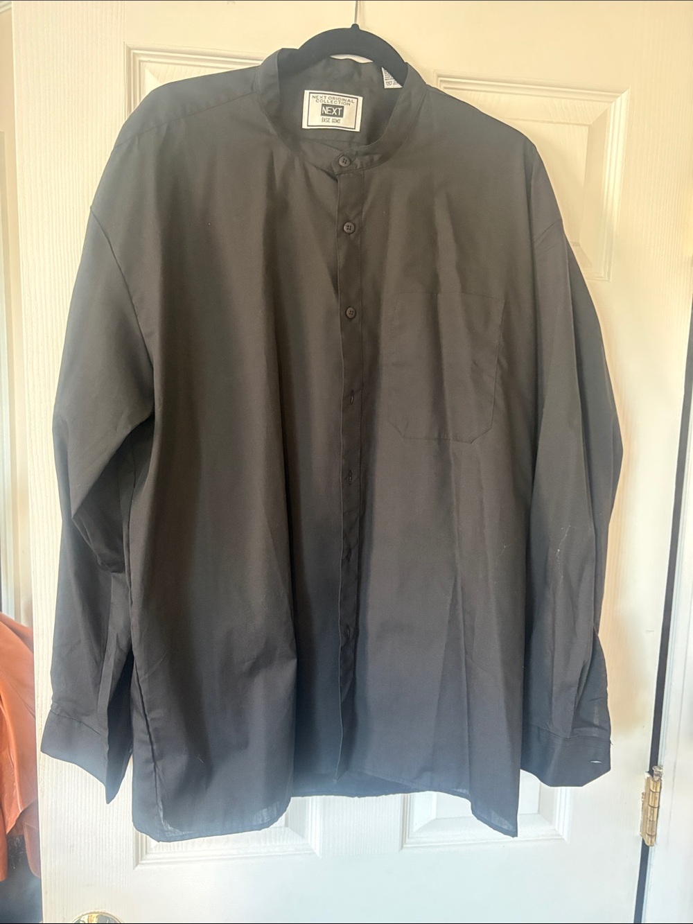 next Black Mandarin Collar Button-Down Shirt, basic